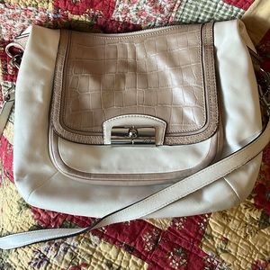 Coach, white and tan Crossbody bag